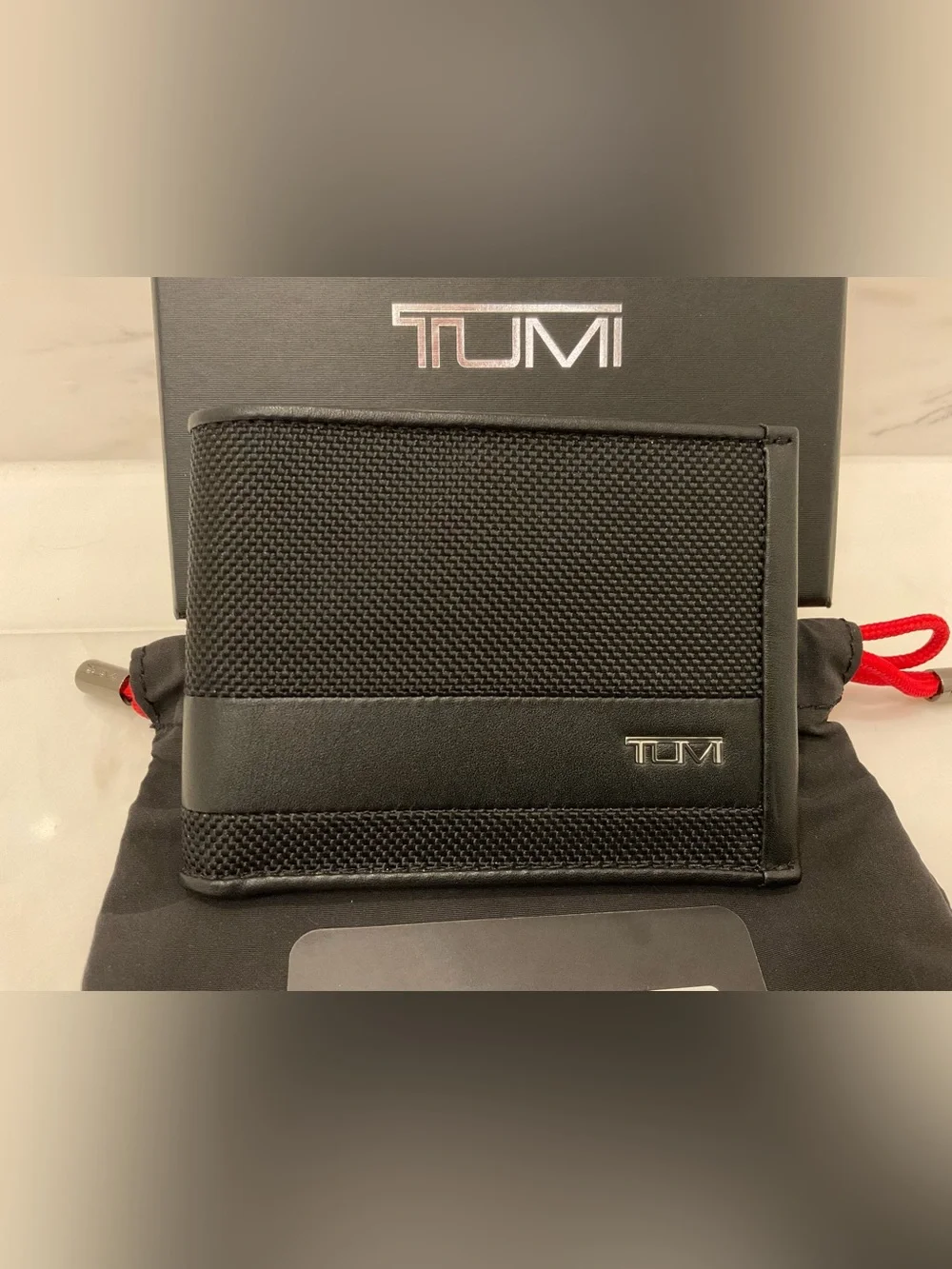 NEW Tumi ALPHA Ballistic Nylon 3..4” x 4.4” Double Billfold Wallet - BLACK